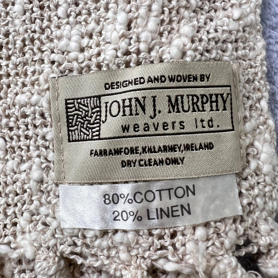 Bufanda envolvente John J. Murphy Ireland Bouclé 80 % algodón 20 % lino tejido nubby neutro Foto 3 de 4