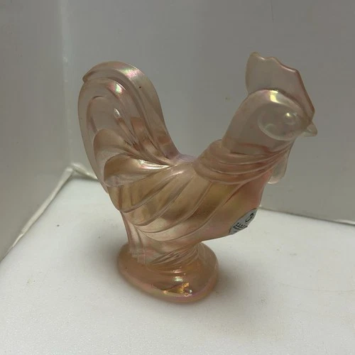 Fenton Carnival Glass Pink Iridescent Country Collection Rooster 5" Figurine