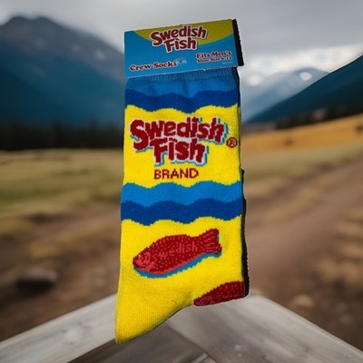 Neue seltene blaue Crew-Socken von schwedischen Fischen Schuhgröße USA-Größe 6-12