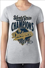 Los Angeles Dodgers 2025 World Series Champions Women's Shirt Sizes SM-2XL Gray 