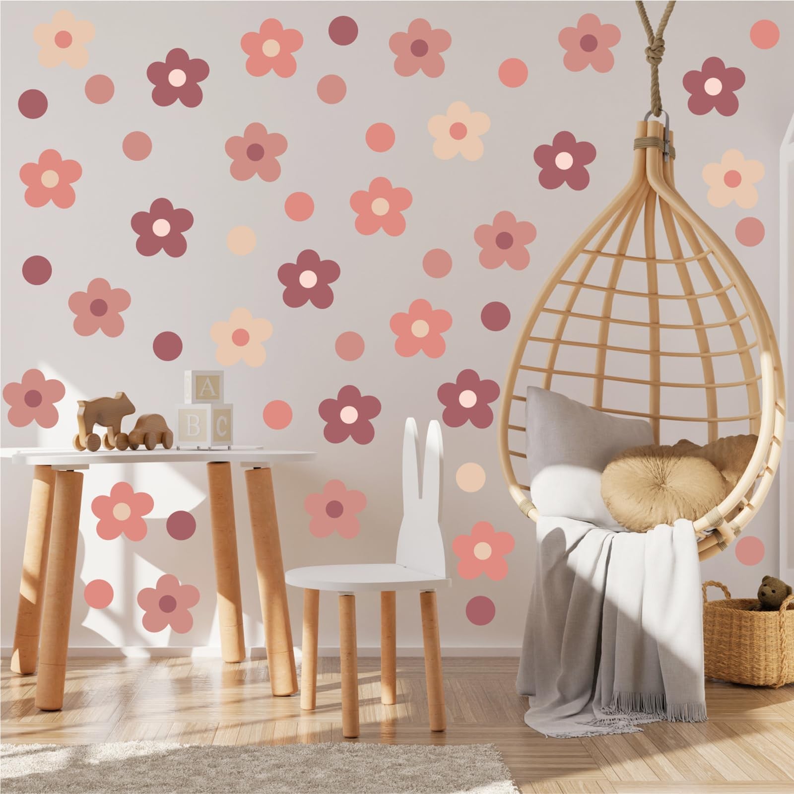 Autocollants Muraux Marguerites Décoration Chambre Fille et Garçon en Vinyle