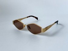 CELINE CL40254U 30N Triomphe Metal Sunglasses Gold Frame Brown Lens