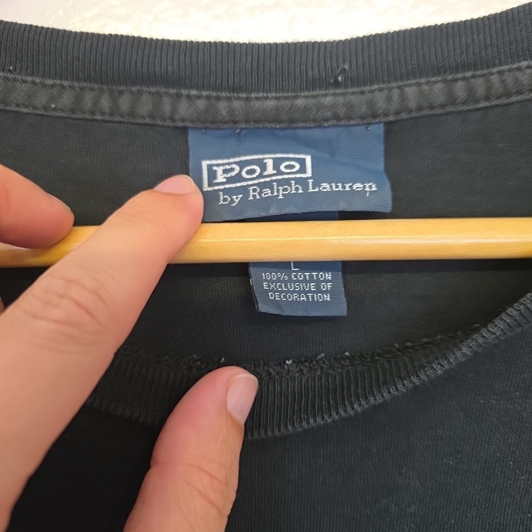 Polo Ralph Lauren uomo maglietta manica lunga nera taglia grande rosso pony