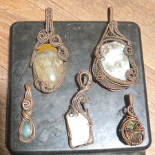 Copper Wire Wrapped Cabochons Pendents