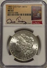1882 O/O Morgan Silver Dollar NGC MS63 VAM-7 Top 100 Fivaz Hand Signed