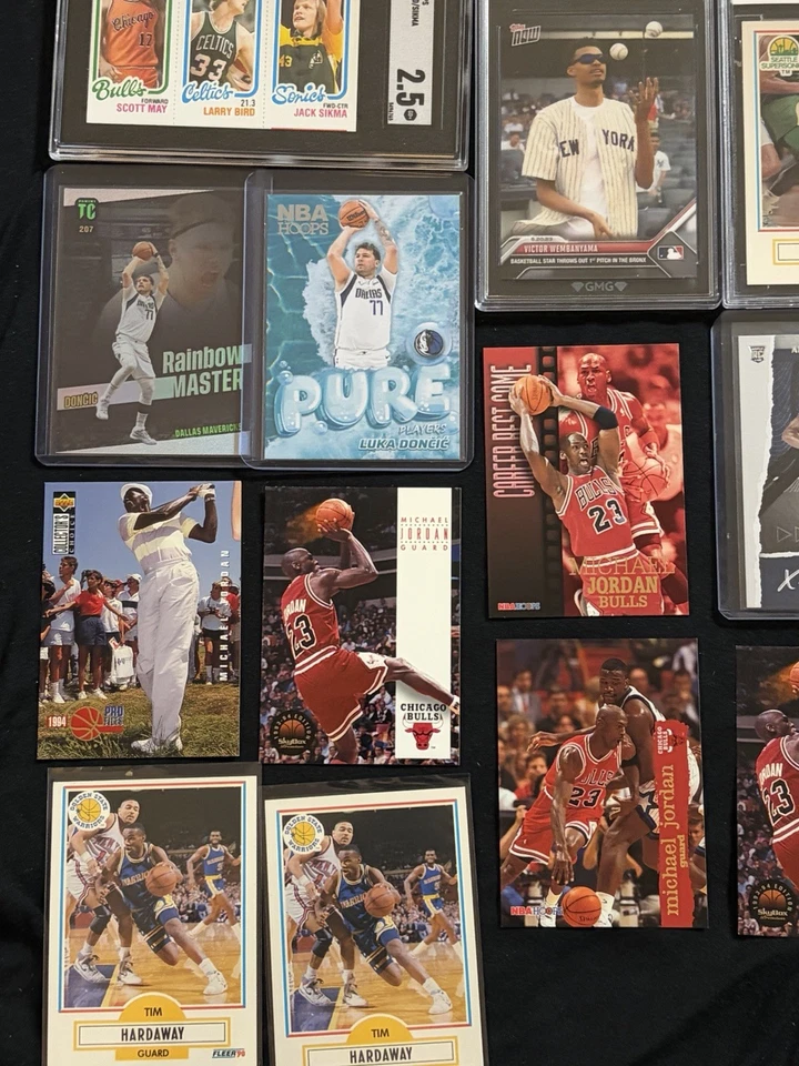 Lote de tarjetas de baloncesto (13) Bird Rc Wembanyama Rc Jordan Doncic Edwards Rc Foto 4 de 4