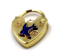 Genuine Bluebird 13.5mm 9ct 9k 375 Yellow Gold Heart Pendant Padlock - Free Post