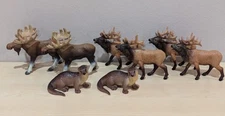 Safari Ltd Lot BULL ELK, Moose, River Otter Figures Wild Animal Wildlife