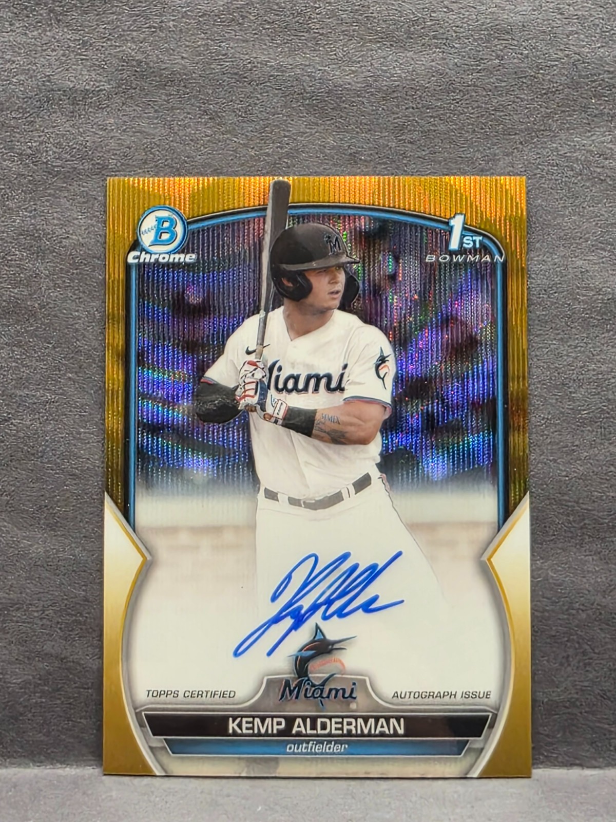 KEMP ALDERMAN - 2023 Bowman Draft Chrome Gold Shimmer Auto 1st Prospect /50