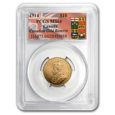 1914 Canada Gold $10 Reserve MS-64 PCGS (Canadian Gold Reserve)