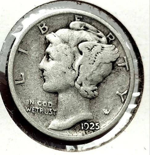 VG+ 1925-P Mercury 90% Silver Dime US Silver Coin