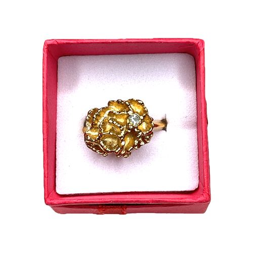 Anello Pepita Misura 8 Tono Oro Strass Rosa Floreale Vintage Avon Ring - Foto 5 di 6