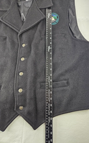 Schaefer Wool Vest Men 2XL Black Cattle Baron Western USA Salish College NWT - Picture 9 of 14