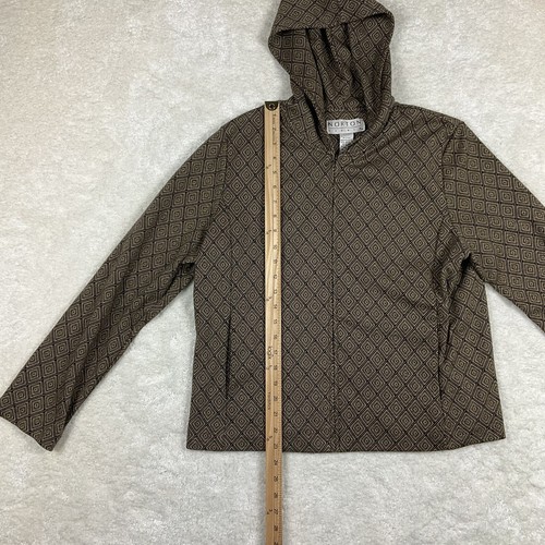 Norton Studio Women’s Full Zip Up Geometric Print Hooded Jacket Size L Brown/Tan - Picture 6 of 8