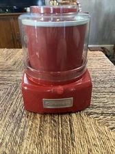 Cuisinart Ice Cream, Frozen Yogurt & Sorbet Maker W/Two 1 & 1/2  Quart Bowls Red