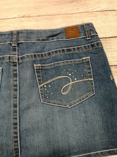 Justice Rhinestone Jean Skirt Skort 16 1/2 - Picture 5 of 7