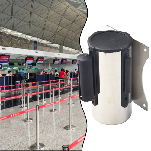 Stainless Steel Stanchion Crowd Control Retractable Shop Barrier Wall Mounted - Picture 38 of 49
