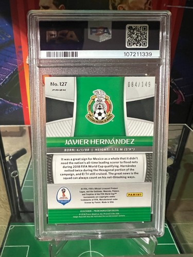 2018 PANINI PRIZM FIFA WORLD CUP JAVIER HERNANDEZ #127 RED PRIZM /199 PSA 9 MINT - Picture 13 of 15