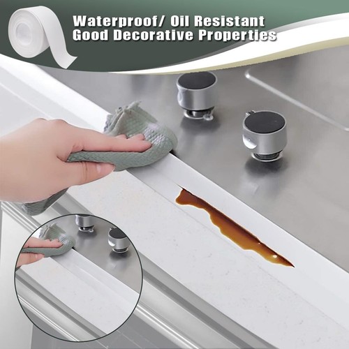 2 Rolls 3.2m Self Adhesive Caulk Tape Sealant Strip Bathroom Kitchen Waterproof - Picture 32 of 53