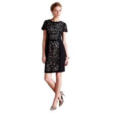 Anthropologie Maeve Sheath Dress Womens 4 Black Laser Cut Basalt Short Sleeve