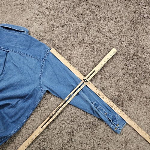 VINTAGE Roundtree & Yorke Shirt Mens Large L Blue Denim Long Sleeve Pocket - Picture 12 of 15