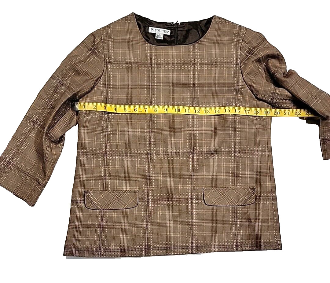 Pendleton Lined Wool Blend Brown Pullover Checkbo… - image 4