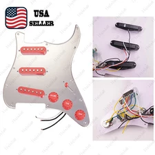 Prewired-Loaded SSS Pickguard Ceramic Pickups For Strat Chrome Mirror&Pink