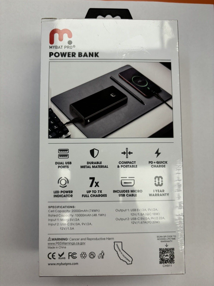 20000mAh PD 3.0 Power Bank Fast Charger Full Charge 7X Faster Sealed