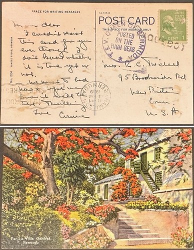 US #804(faulty) T.E.V Queen of Bermuda Posted on the High sea Paqauebot 1939 *d