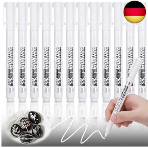 Acrylstifte, 12 Stück Acrylmarker Weiß, 1mm Fine Tip Permanent Marker W - Bild 1 von 8