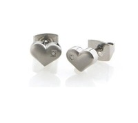 Boccia Titanium 0569-02 Ohrstecker Antiallergisch Titan Herzform Mit Diamanten