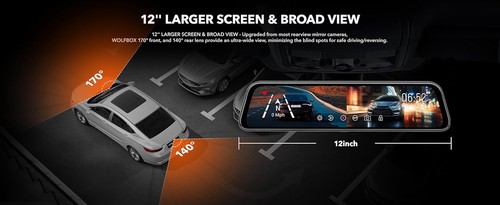 WOLFBOX 4K Mirror Dash Camera GPS Front and Rear View Dash Cam Touch Screen - Picture 8 of 8