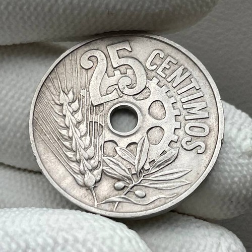SPAIN 🇪🇸 1934 CIVIL WAR 25 CENTIMOS KM# 751 HIGH GRADE - Imagen 3 de 6