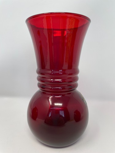 Vintage Anchor Hocking Royal Ruby Red Glass Flower Vases Set of 3 MCM 1-6", 2-4" - Picture 9 of 20
