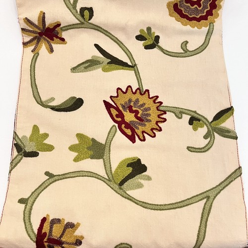 Pier 1 Imports Table Runner Floral Embroidered Multicolor Fall 13X72 DAMAGED - Picture 8 of 23