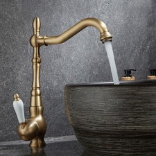 Antique Brass Kitchen Bathroom Sink Swivel Faucet Mixer Tap msf910