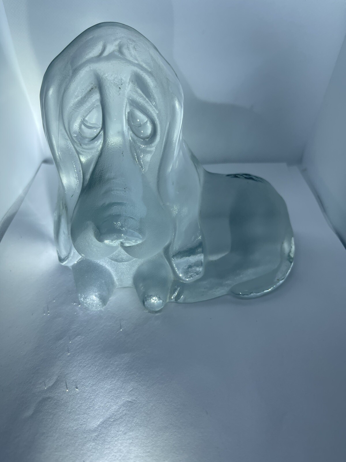 Viking Glass Marked Frosted Basset Hound Book End One eBay