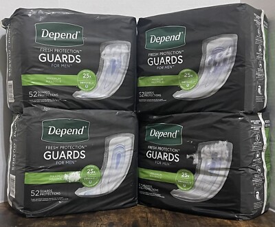 Depend Men's Incontinence Bladder Control Guards, Maximum Absorbency, 208 Ct