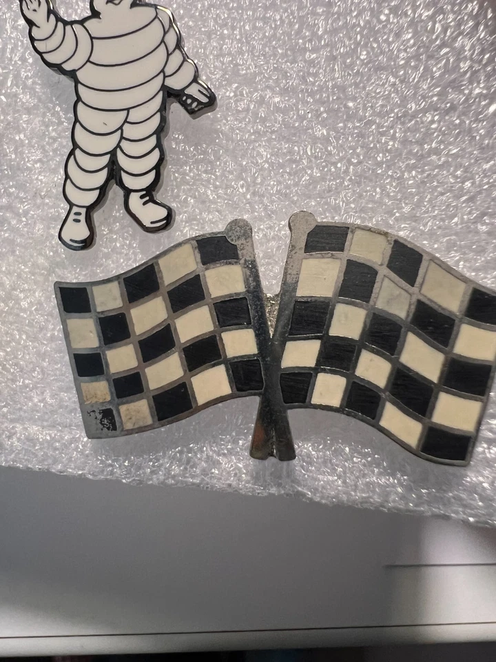 Michelin man Bib Lot of 4, SCCA checkered racing flag vintage rare Racing Pins - Image 2 of 4