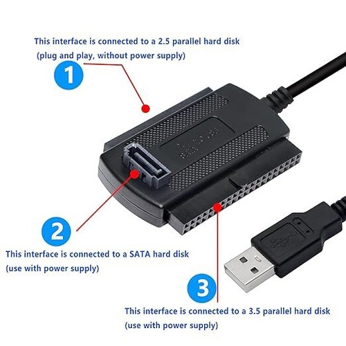USB 2.0 to SATA PATA IDE Adapter Konverterkabel für 2,5/3,5 Zoll HDD SSD Adapter - Bild 6 von 15