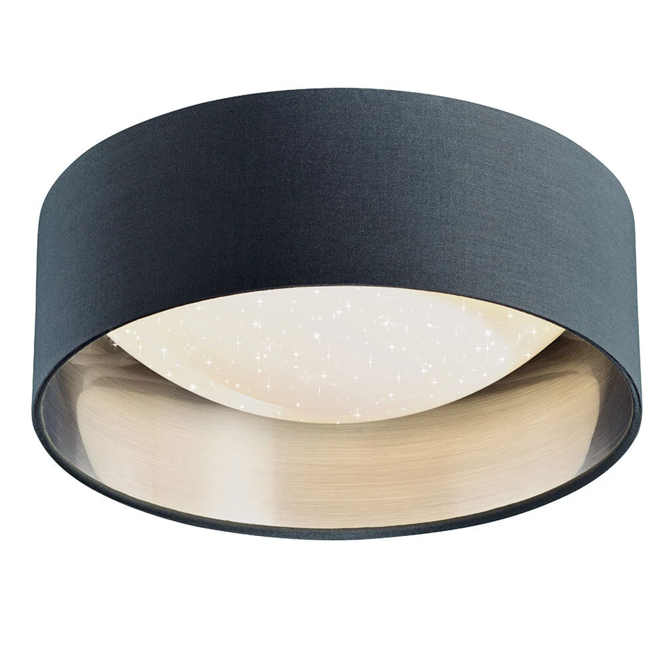 Plafoniera Lampada da Soggiorno Sterneneffekt LED Argento Tessuto Grigio - Immagine 2 di 4