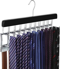 TOPIA HANGER 2 in 1 Belt Tie Hanger for Closet Max 30 Belts with 30 Ties Capacit