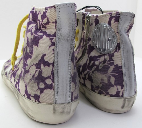 NEW GOLDEN GOOSE 38/8US Women's Francy LTD Sneakers in Canvas w/Purple Floral - Picture 6 of 17