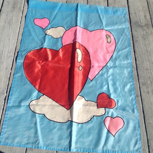 Lg Garden Yard Flag Banner Valentine Day Love Hearts Colorful About 27" X 39" - Picture 3 of 7
