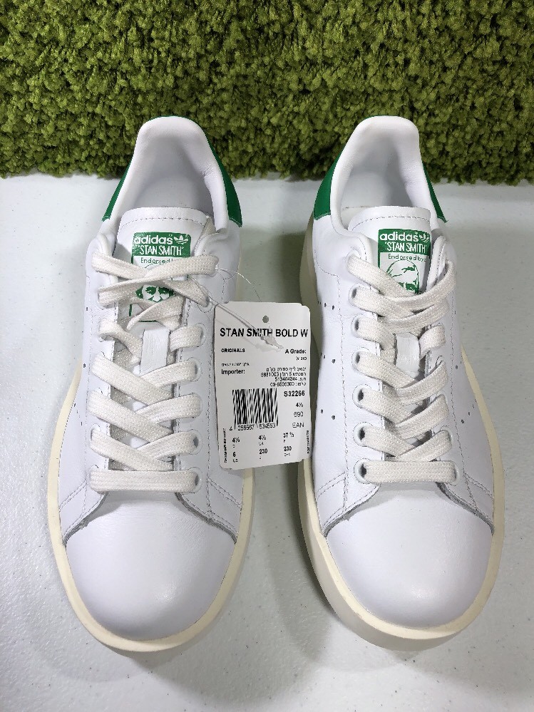 adidas Originals Stan Smith Bold W Platform White Green Leather Womens 6 -S32266 adidas Originals Stan Smith Bold W Platform White Green Leather Womens 6 -S32266