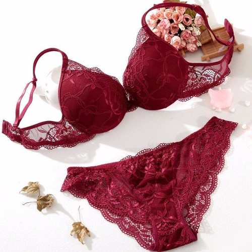 Damen Sexy Lace Plunge Super Extreme Push-up gepolsterter BH-Sets Höschen ABC - Bild 6 von 17