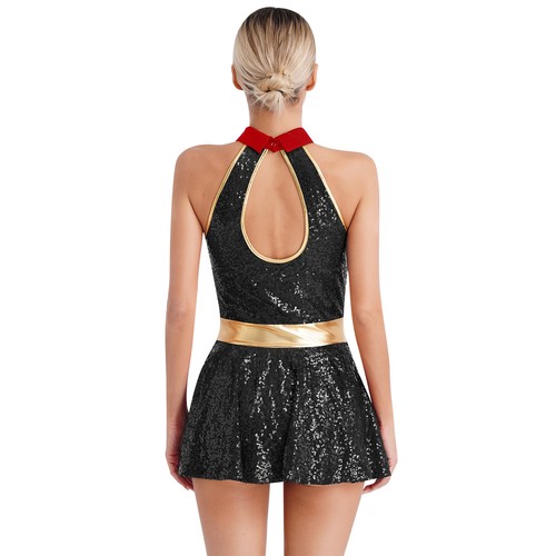 Women Leotard Halloween Dress Carnival Circus Ringmaster Costume Sparkle Stage - Picture 19 of 26