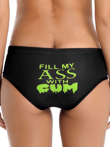Women's Letter Print Bikini Briefs Knickers Cheeky Panties Boy Short Underwear - Picture 23 of 49