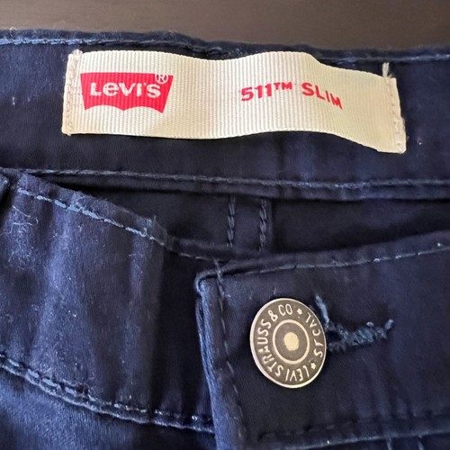 LEVI’S 511 NWT Girls Slim Stretch Blue Sueded Twill Pants Sz16 Reg 27X27 School - Picture 4 of 6