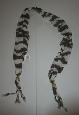 Used Gymboree Girls One Size Scarf Brown Ivory Zebra Stripes Wood Beads